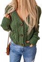 Front Pockets Buttons Textured Cardigan