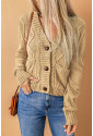 Front Pockets Buttons Textured Cardigan