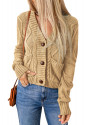 Front Pockets Buttons Textured Cardigan