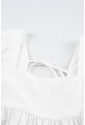 Biele volánové šaty s naberanými rukávmi