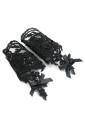 Womens fringer lace black gloves