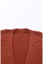 Open Front Woven Texture Knitted Cardigan with Pockets