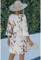 V Neck 3/4 Sleeve Floral Dress