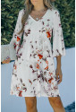 V Neck 3/4 Sleeve Floral Dress