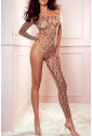 Leopard Print Cut Out Sleeve Body Stockings