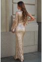 Sequin Fringe Sleeve Party Maxi Evening Dress