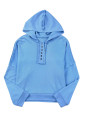 Casual Button Solid Patchwork Trim Hoodie