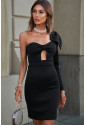 Cut-out Bow Knot One Shoulder Bodycon Dress