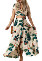 Tropical Print Crop Top and Maxi Skirt Set