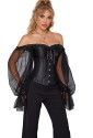 Black sheer long sleeve corset