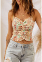 Floral Print Smocked Ruched Tank Top