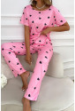 Pohodlné dámske pyžamo so srdiečkovým vzorom
