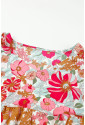 Floral Print Ruched V Neck Babydoll Blouse