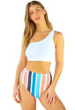 One Shoulder Striped High Waist Two Pieces Swimsuit