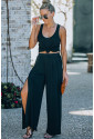 Side Slit Wide Leg Mid Waist Pants