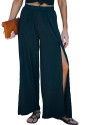 Side Slit Wide Leg Mid Waist Pants