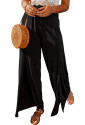 Side Slit Wide Leg Mid Waist Pants