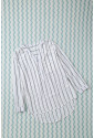 Striped V Neck Pocket Long Sleeve Top
