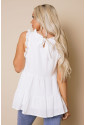 Frilled Collar Sleeveless Knotted Tiered Flowy Tank