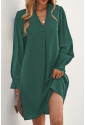 Split V Neck Ruffled Sleeves Shirt Dress