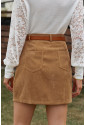 High Waist Corduroy Mini Skirt with Pockets