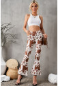 Cow Print High Waisted Flared Pants