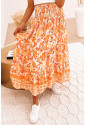 Floral Print Smocked High Waist A-line Maxi Skirt