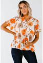Floral Print Frill Neck Tiered Babydoll Blouse