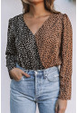 Leopard Print Wrap Long Sleeve Bodysuit