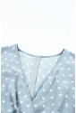 V Neck Baggy Sleeve Waist Tie Double Layer Ruffle Hem Print Short Dress 