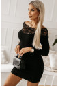 Lace Paneled Package Hip Knitted Bodycon Dress