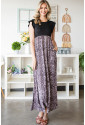 Leopard Patchwork Ribbed Maxi Dress with Pockets