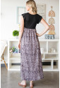 Leopard Patchwork Ribbed Maxi Dress with Pockets