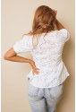 Hollow-out Ruffled Square Neck Blouse
