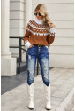 High Neck Printed Knit Sweater