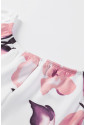 Ružové kvetinové šaty s krátkym rukávom a rázporkom