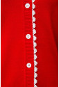 Red Short Sleeve Buttons Textured Cardigan