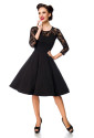 Čierne retro šaty s áčkovou sukňou a krajkovými rukávmi