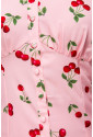 Elegant pink women retro blouse with cherries