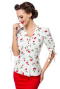 Elegant white women retro blouse with cherries