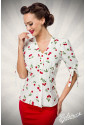 Elegant white women retro blouse with cherries