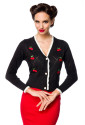Black Buttons Textured Cardigan with cherries