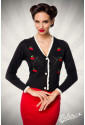 Black Buttons Textured Cardigan with cherries