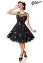 Elegant black retro dress with floral pattern