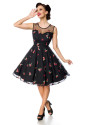 Elegant black retro dress with floral pattern