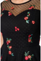 Elegant black retro dress with floral pattern