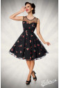 Elegant black retro dress with floral pattern