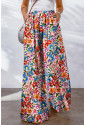 Multicolor Floral Print Pocketed Wide Leg Oversized Pants