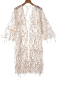 Sequin Sheer Long Sleeve Open Front Kimono