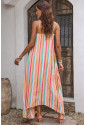 Bohemian Striped Print Sleeveless Holiday Maxi Dress